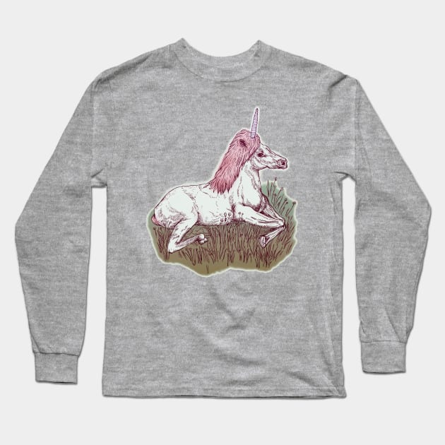 Resting Unicorny Long Sleeve T-Shirt by minniemorrisart